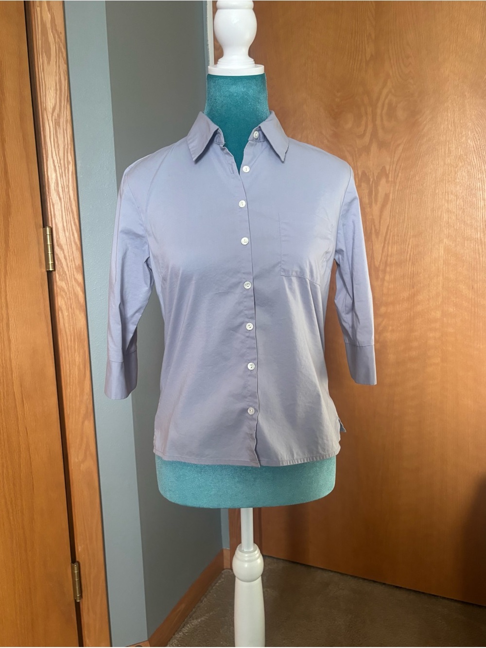 Vintage Women’s J Crew Lavender Small Button-Down Shirt w/ Three-quarter Sleeves